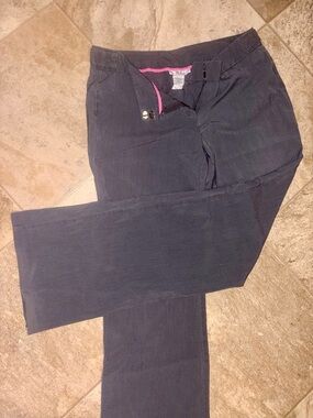 Joe B Dark Gray Straight-Leg Trousers with Pink Trim
